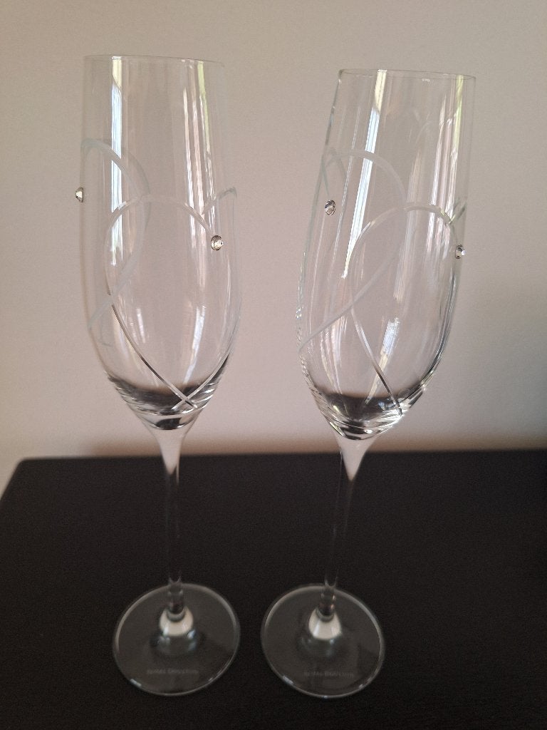 Champagneglazen hartjes Royal Doulton, Ophalen of Verzenden, Zo goed als nieuw, Kristal, Glas of Glazen