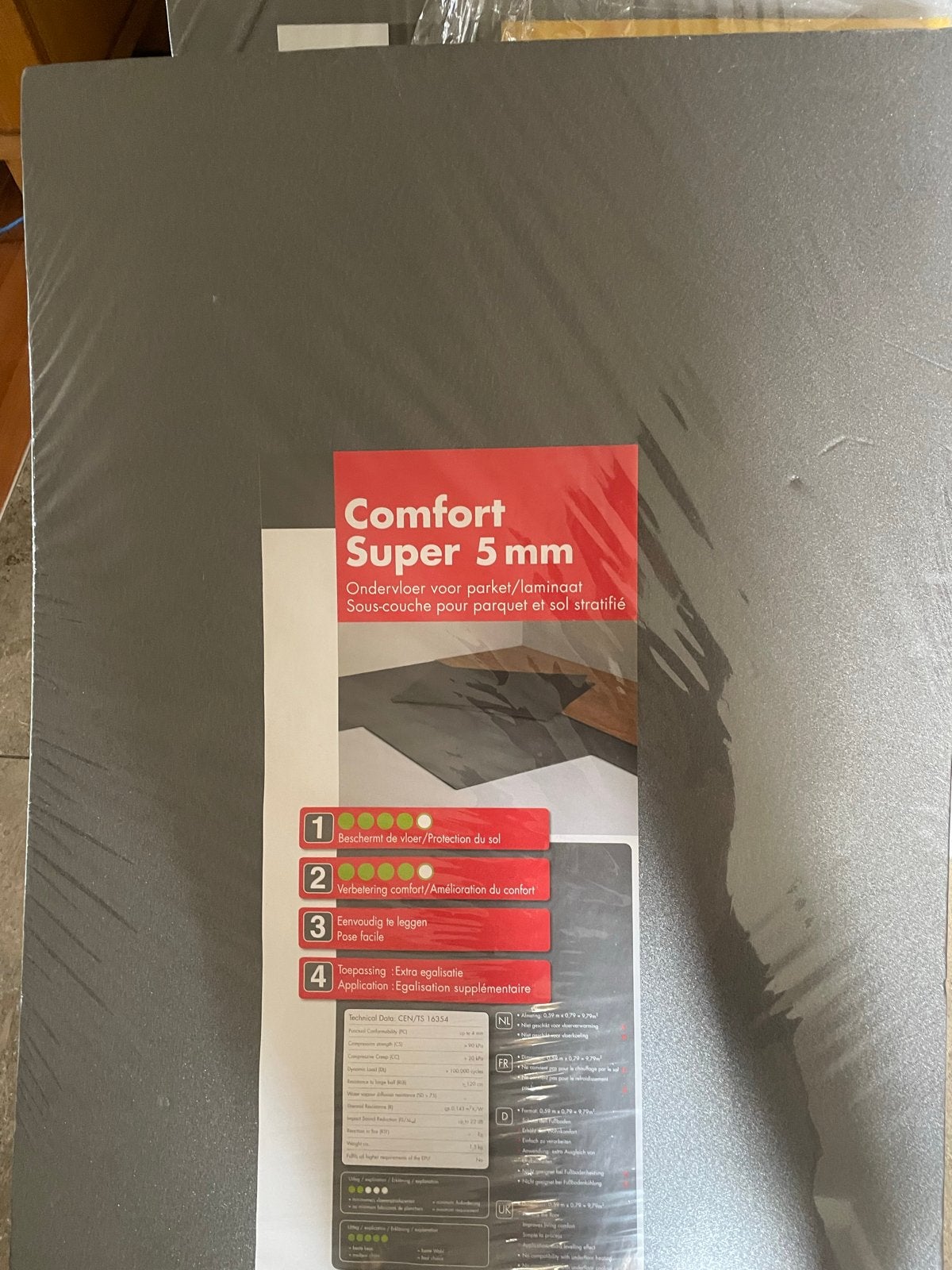 Comfort Super 5 mm ondervloer voor parket/laminaat, Ophalen, Overige typen, Nieuw, Grijs