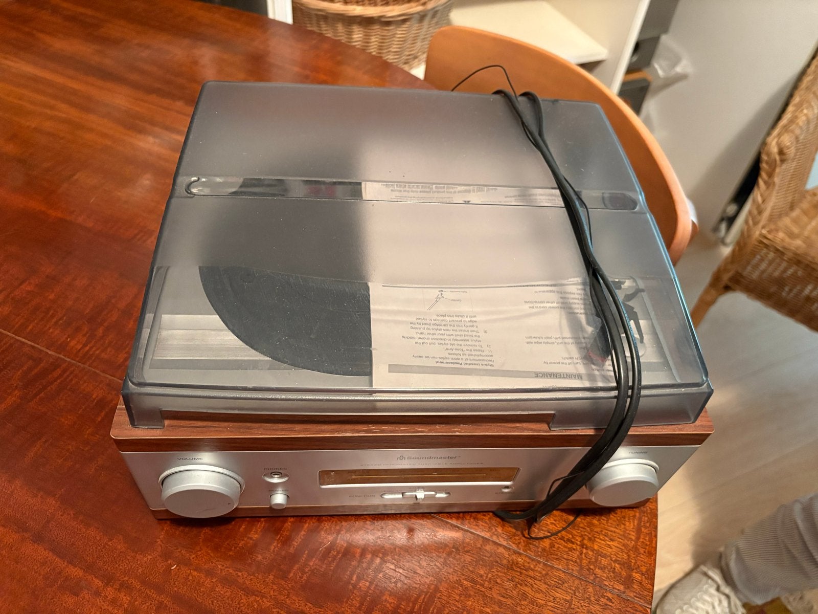 Soundmaster PL 510 Platenspeler met Radio - Houten Behuizing, Audio, Tv en Foto, Platenspelers, Ophalen, Gebruikt, Platenspeler