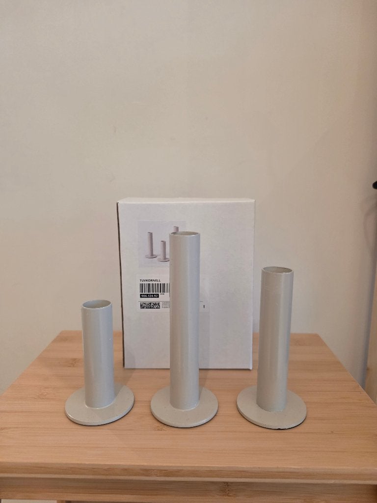 IKEA TUVKORNELL kandelaars, Huis en Inrichting, Woonaccessoires | Kandelaars en Kaarsen, Ophalen, Beige, IKEA, Zo goed als nieuw