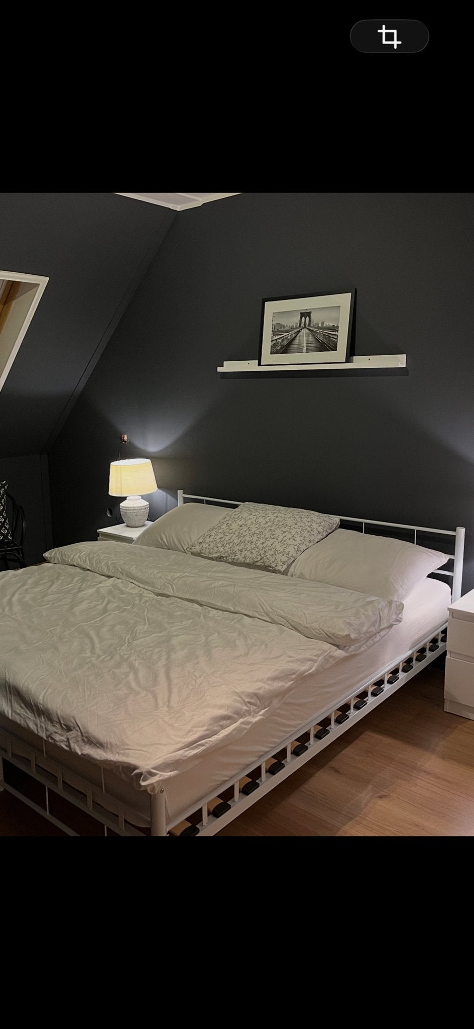 Wit metalen tweepersoonsbed (180x200 cm), Ophalen, Gebruikt, Wit, Tweepersoons