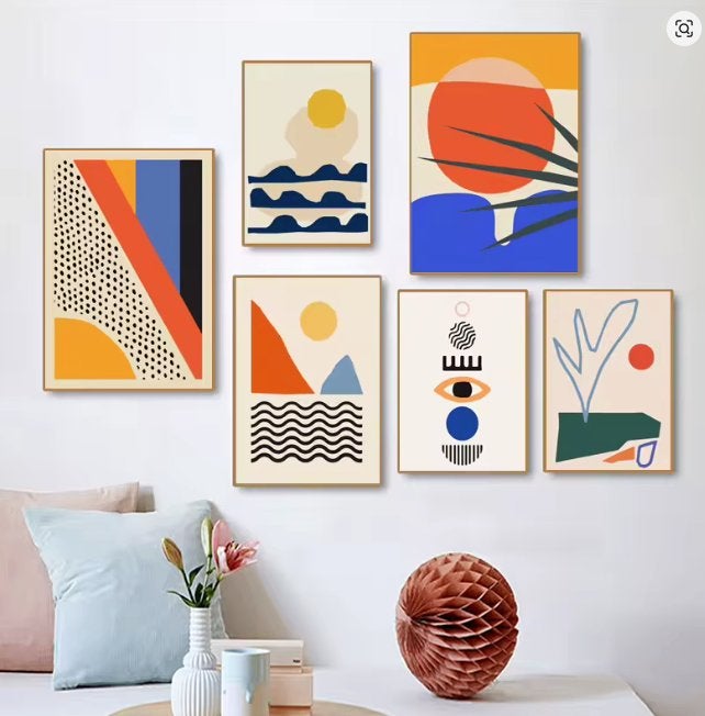 Gallery Wall Set — 6 Posters met Gouden Lijsten, Ophalen, Hangend, 60 cm, 80 cm