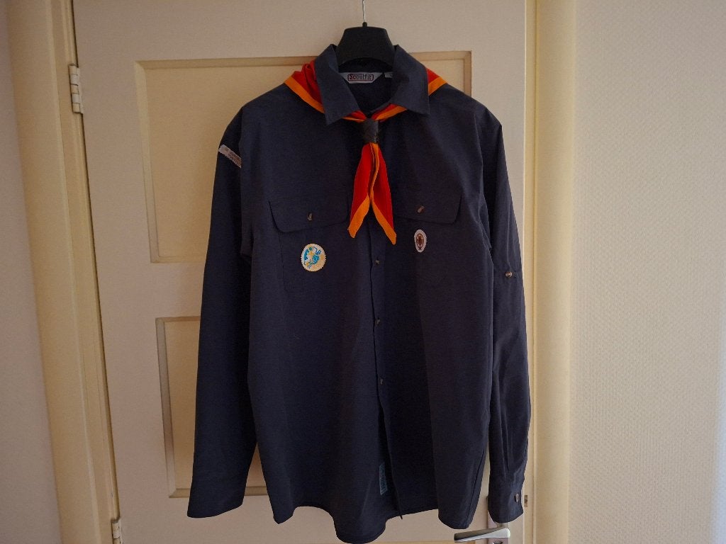 Scouting blouse scoutfit maat l blauw, Ophalen of Verzenden, Zo goed als nieuw, Kleding