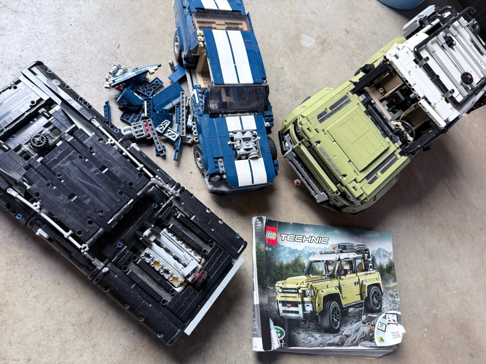 LEGO Technic / Creator auto’s-Defender 42110 + Mustang 10265, Ophalen of Verzenden, Gebruikt, Lego