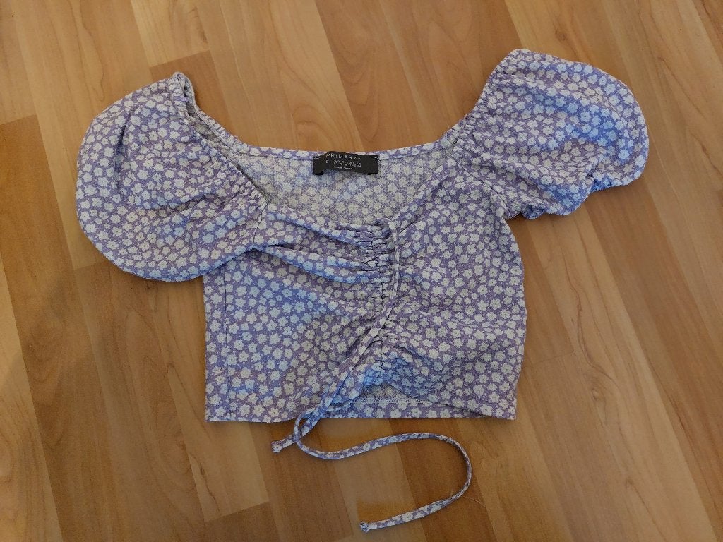 Primark - Wit -Paars Topje - Maat S, Meisje, Ophalen of Verzenden, Zo goed als nieuw, Shirt of Longsleeve