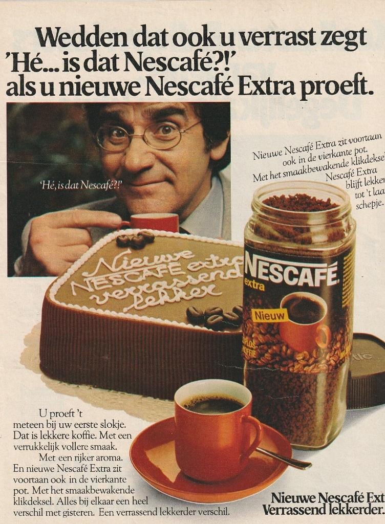 retro reclame 1979 Nescafé koffie met nieuwe dop, Verzamelen, Retro, Ophalen of Verzenden, Overige typen