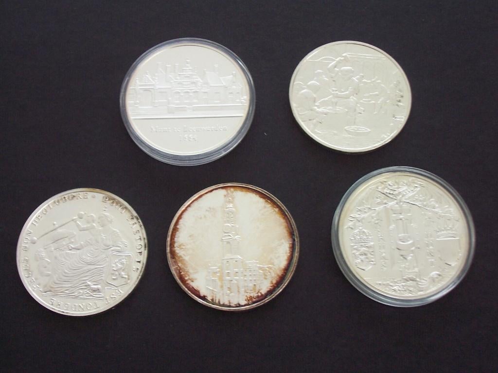 5 x penning vriend van het Nederlands muntmuseum, Postzegels en Munten, Munten | Nederland, Setje, Koningin Beatrix, Zilver, Overige waardes