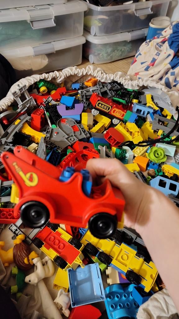 Grote zak duplo: trein trein banen dieren Incl Play&Go zak, Kinderen en Baby's, Speelgoed | Bouwstenen, Gebruikt, Ophalen