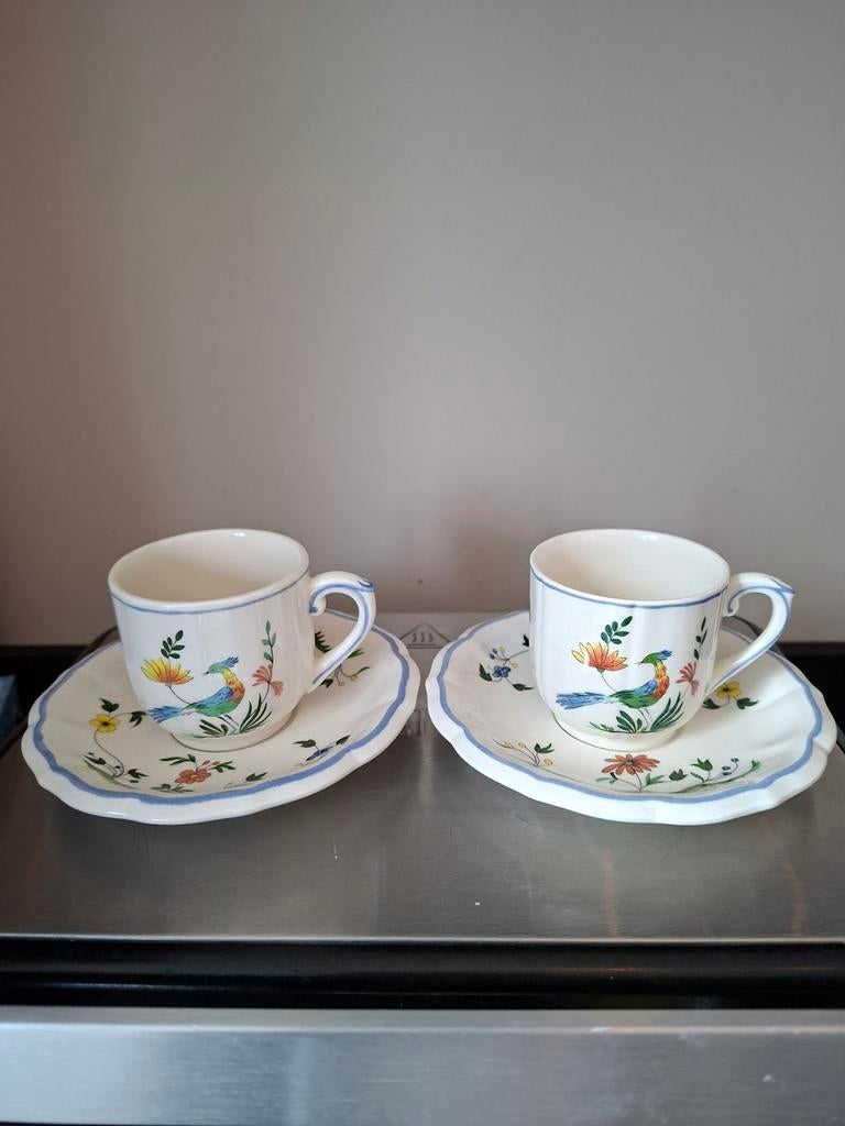 Gien Oiseaux de Paradis Kop en Schotel Set, Ophalen of Verzenden, Zo goed als nieuw, Overige stijlen, Kop(pen) en/of Schotel(s)