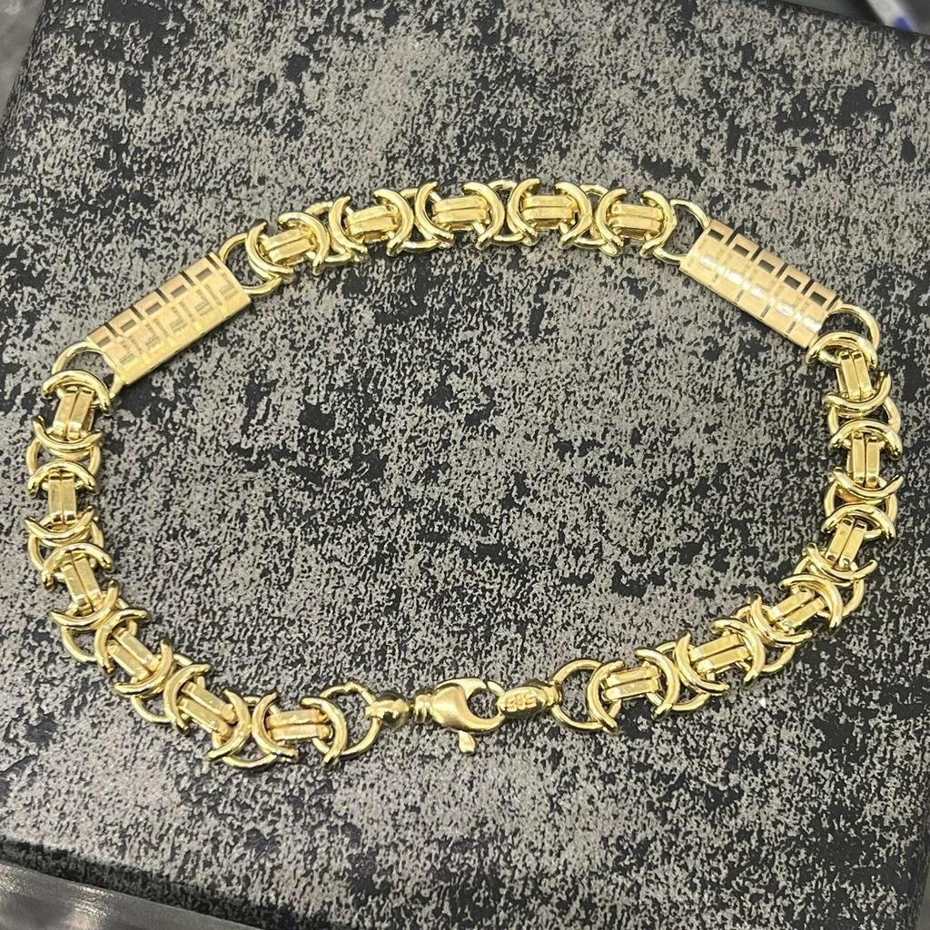 14 karaat gouden armband koningsschakel model, Ophalen of Verzenden, Nieuw, Goud