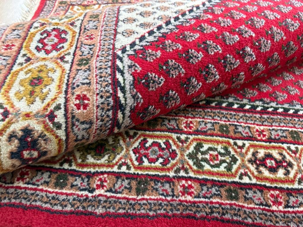 Handgeknoopt vintage Perzisch tapijt –192 x 125 cm – rood, 100 tot 150 cm, Info@bababoho.com, Ophalen of Verzenden, Zo goed als nieuw