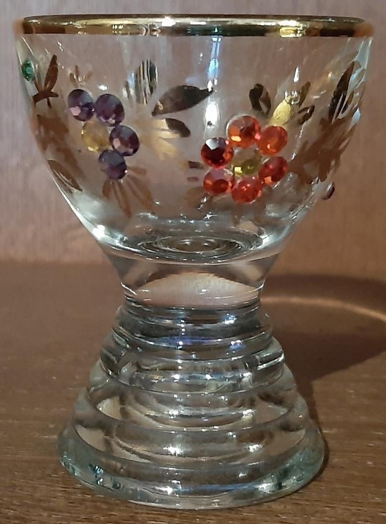 Oud borrelglaasje met gouden rand, Verzamelen, Glas en Borrelglaasjes, Ophalen of Verzenden