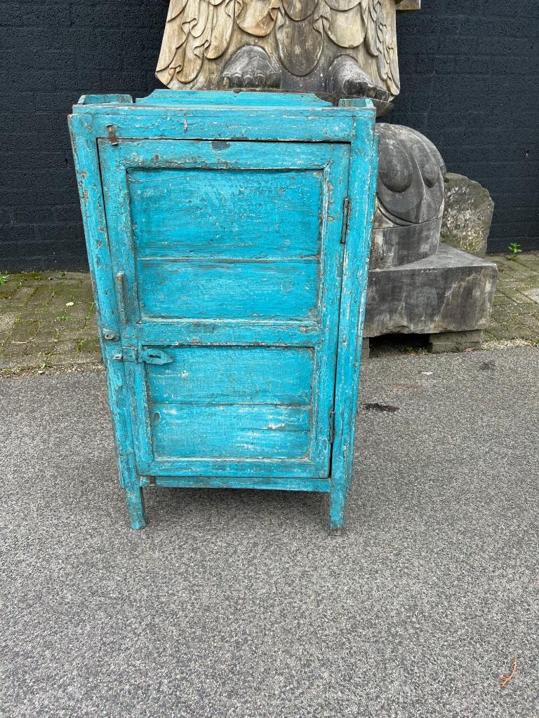 India blauwe kast indiase kast massief hout smal model Ibiza, Huis en Inrichting, Kasten | Overige, Verburgt Vintage, Nieuw, Ophalen of Verzenden