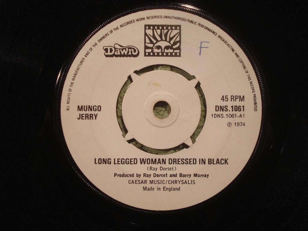 Mungo Jerry 7" Single: ‘Long legged woman dressed in black’, Cd's en Dvd's, Vinyl Singles, Gebruikt, Single, Pop, 7 inch, Ophalen of Verzenden