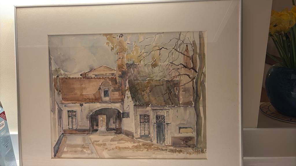 Victor Bouter Begijnhof Brugge 1977, Antiek en Kunst, Kunst | Schilderijen | Klassiek, Ophalen of Verzenden