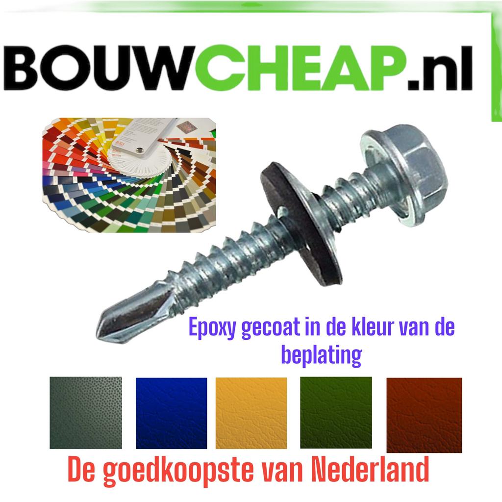 Kleurkopschroeven epoxy gecoat tbv Zonnepanelen maat6.3x38mm