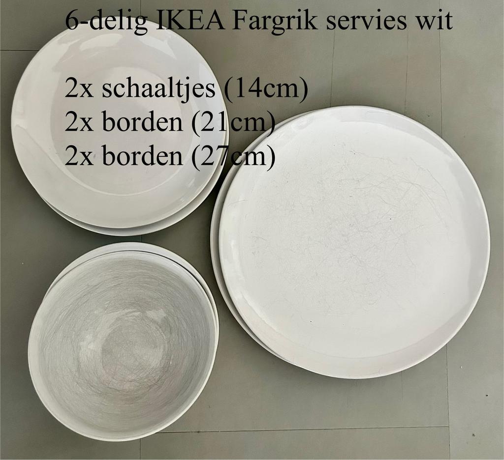 Ikea Fargrik 6-delige servies set wit, Ophalen, Zo goed als nieuw, Glas of Kopje