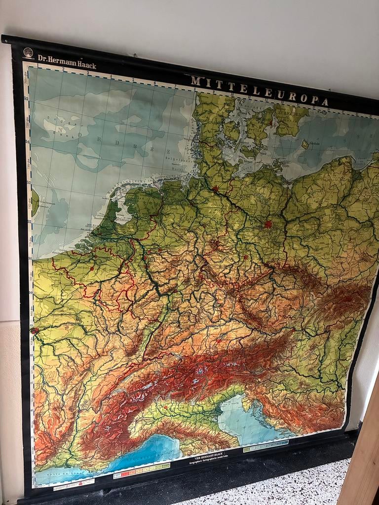 Schoolplaat topografie, Antiek en Kunst, Ophalen, Aardrijkskunde