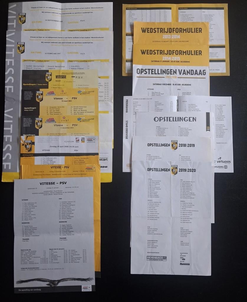 16 opstellingen Vitesse - PSV., Ophalen of Verzenden, Gebruikt, Vitesse