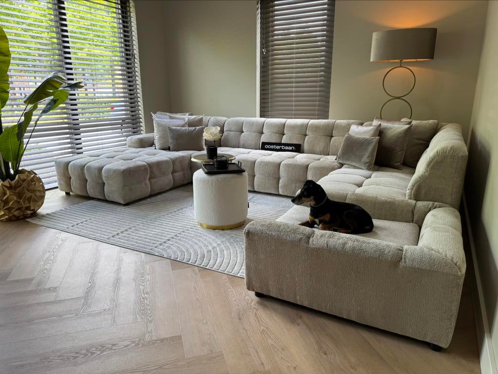 Luxe Velvet Teddy U-bank Yently + Dog Option NIEUW Uniek NEW, Info@oosterbaanwonen.nl, Venus 31 8448CE Heerenveen, Hoekbank, Ophalen of Verzenden