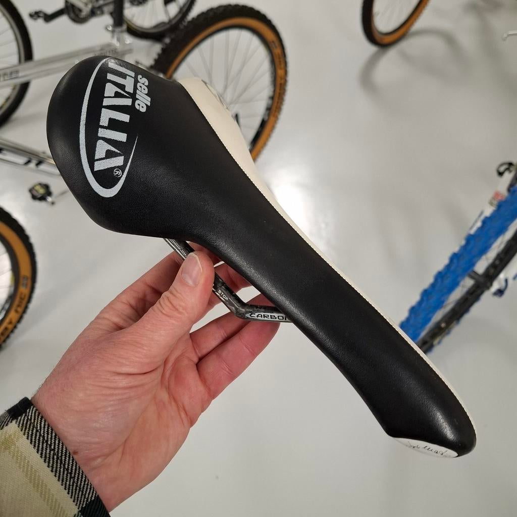 Selle Italia TurboMatic MTB/Race zadel Carbon rails zwartwit, Ophalen of Verzenden, Gebruikt, Zadel, Selle Italia