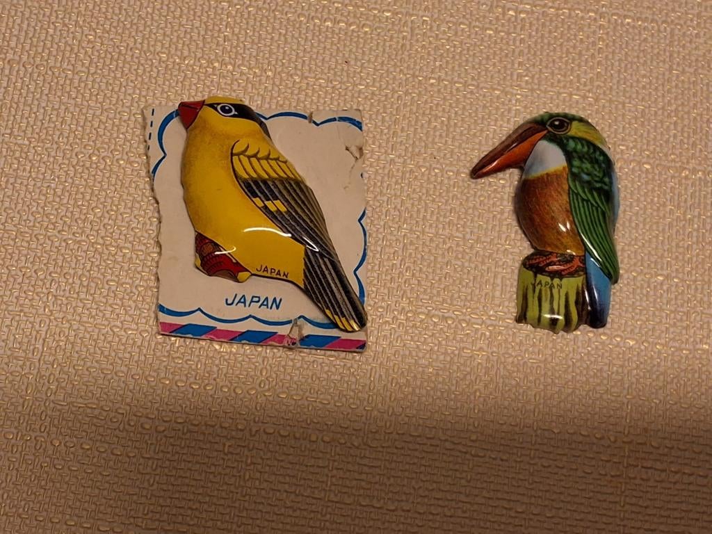 Vintage Vogel Speldjes Japan, Verzamelen, Ophalen of Verzenden, Gebruikt, Dier of Natuur, Speldje of Pin