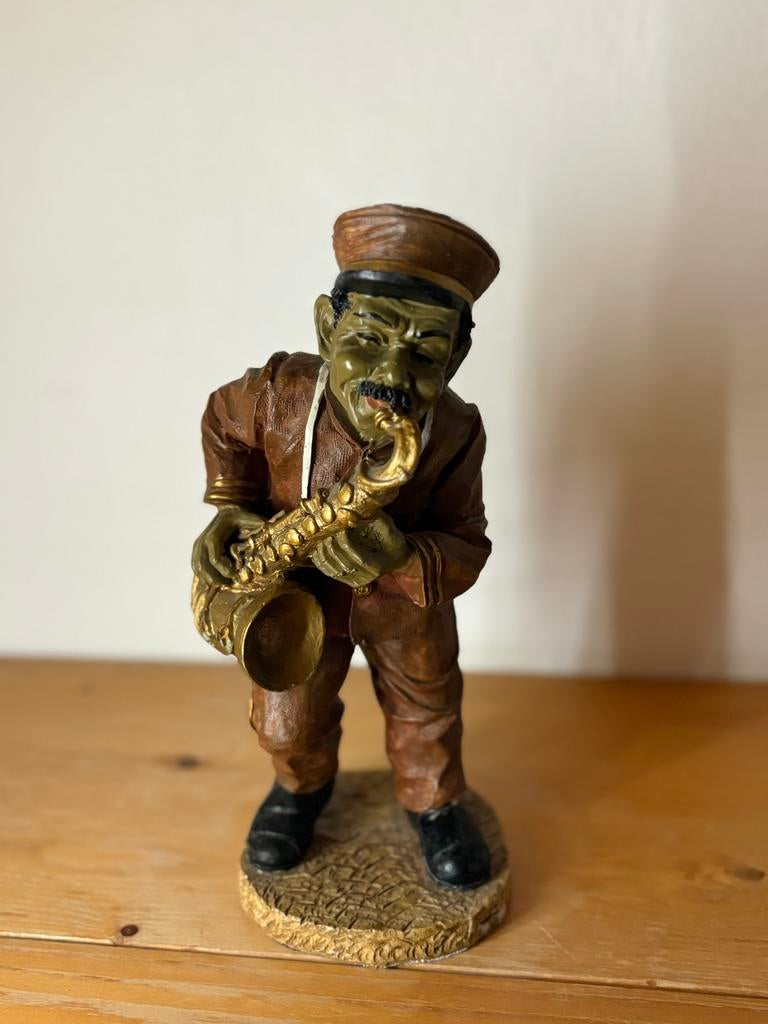 Beeld Tenorsaxofonist - Decoratief Jazz Figuur, Verzamelen, Beelden en Beeldjes, Gebruikt, Mens, Ophalen of Verzenden