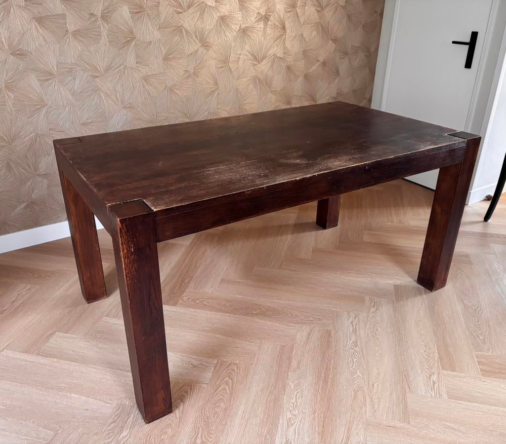 Massief eiken eettafel - Frans Vermeer, Huis en Inrichting, Tafels | Eettafels, Ophalen, Eikenhout, 50 tot 100 cm, Zo goed als nieuw