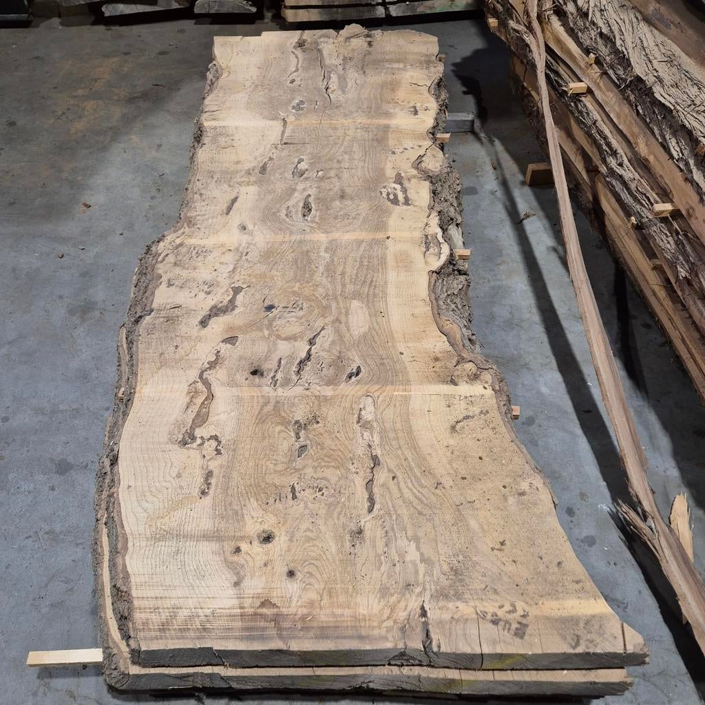 3 Esdoorn Boomstam Tafelbladen - Uniek!, Doe-het-zelf en Verbouw, Hout en Planken, Ophalen, Gebruikt, 200 tot 250 cm, Plank