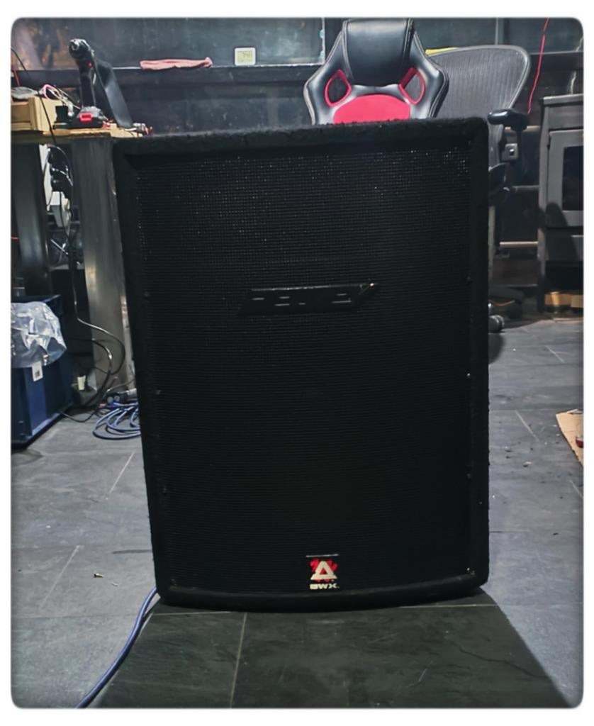 1x Master Power Sound Peavy speakerkast met 15 inch woofer, Gebruikt, 120 watt of meer, Front, Rear of Stereo speakers, Ophalen