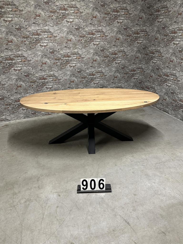 Massief eiken ovale eetkamertafel | A+ kwaliteit nr.906, Huis en Inrichting, Tafels | Eettafels, Info@antiekgroothandel.com, 100 tot 150 cm