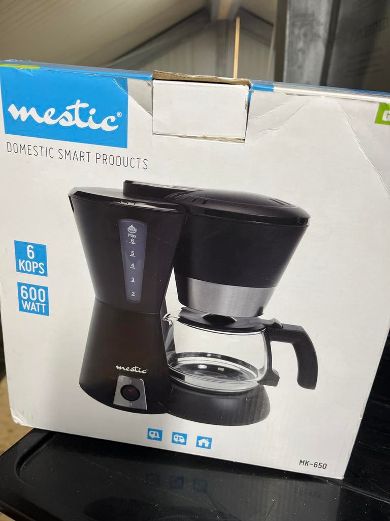 Mestic Camping Koffiezetapparaat - 6 Kops, Ophalen, Afneembaar waterreservoir, Gemalen koffie, 4 tot 10 kopjes