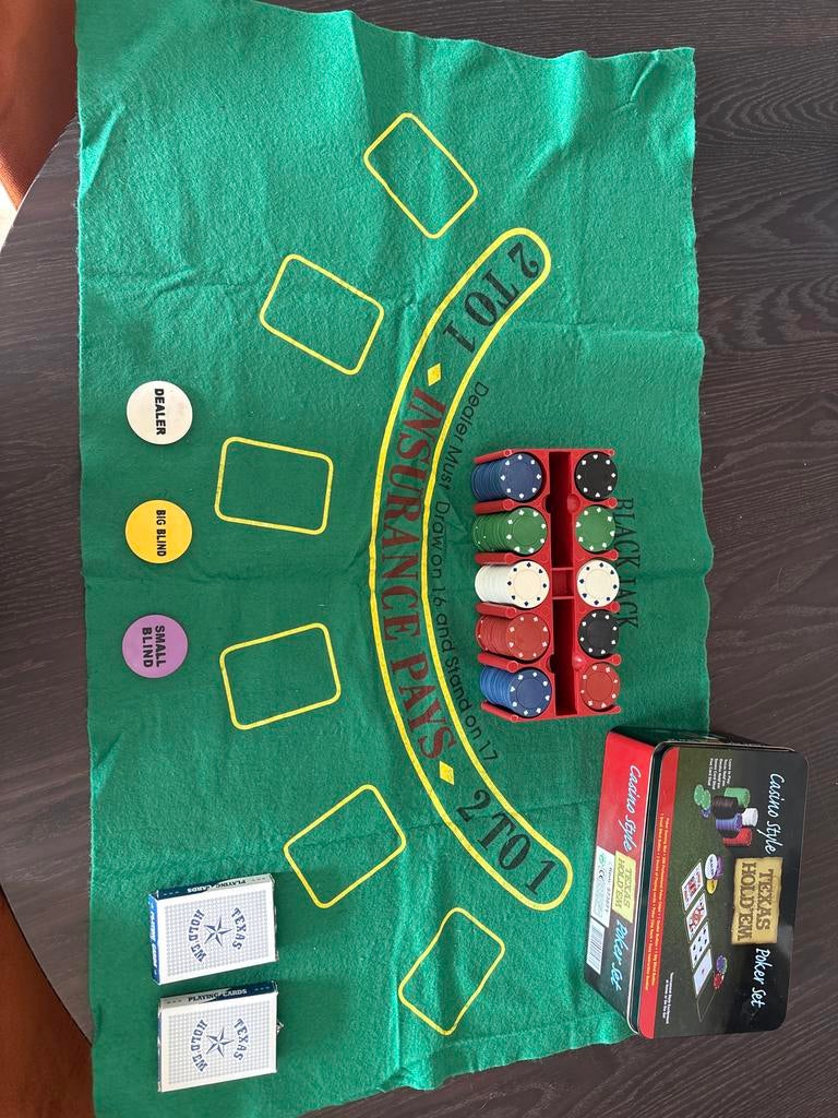 Complete Pokerset - Gebruikt, Hobby en Vrije tijd, Gezelschapsspellen | Bordspellen, Vijf spelers of meer, Ophalen of Verzenden