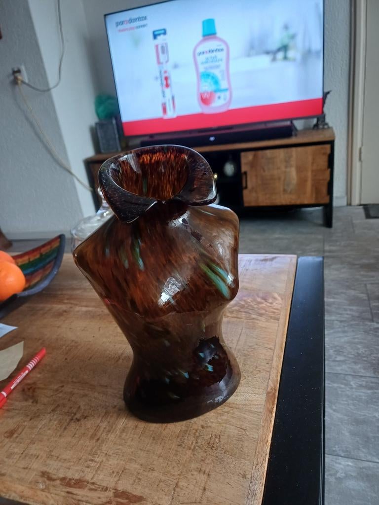 Vintage  murano vaas amber art vrouwen  torso, Ophalen of Verzenden