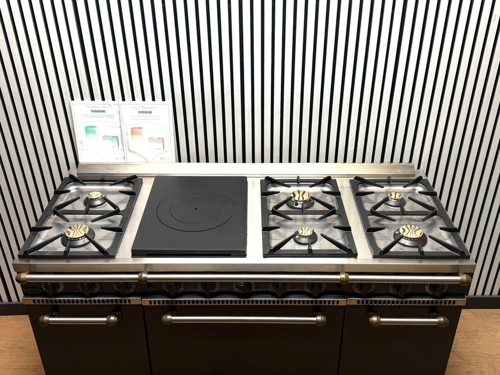 Luxe GODIN Fornuis met 3 ovens 7 pits 150 cm, Fornello Esperta, Ophalen of Verzenden, Zo goed als nieuw, Energieklasse A of zuiniger