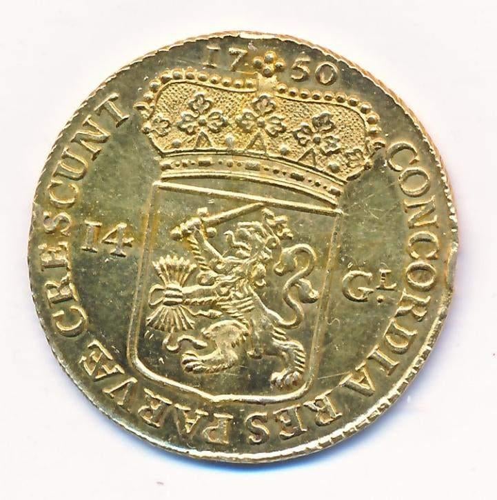 Utrecht gouden 14 Gulden 1750, Vóór koninkrijk, Losse munt, Goud, Overige waardes