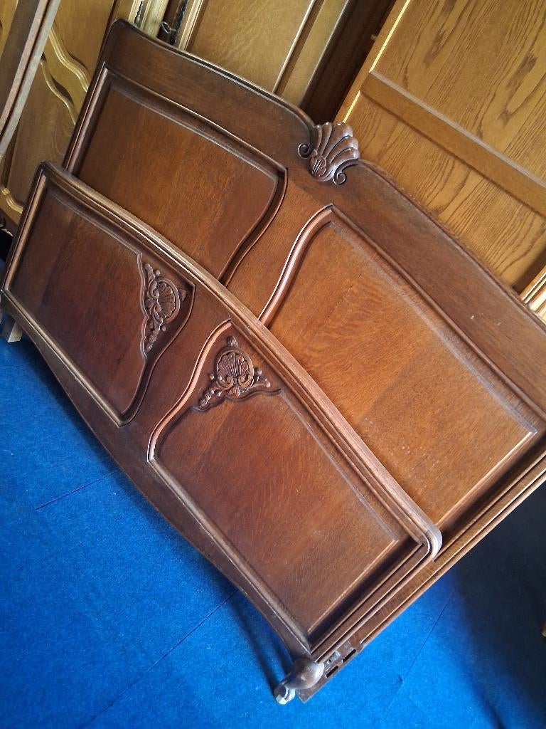 Barok eiken bed queen anne stijl 140 breed - 2m lang 150,00, Huis en Inrichting, Slaapkamer | Bedden, Zo goed als nieuw, Tweepersoons