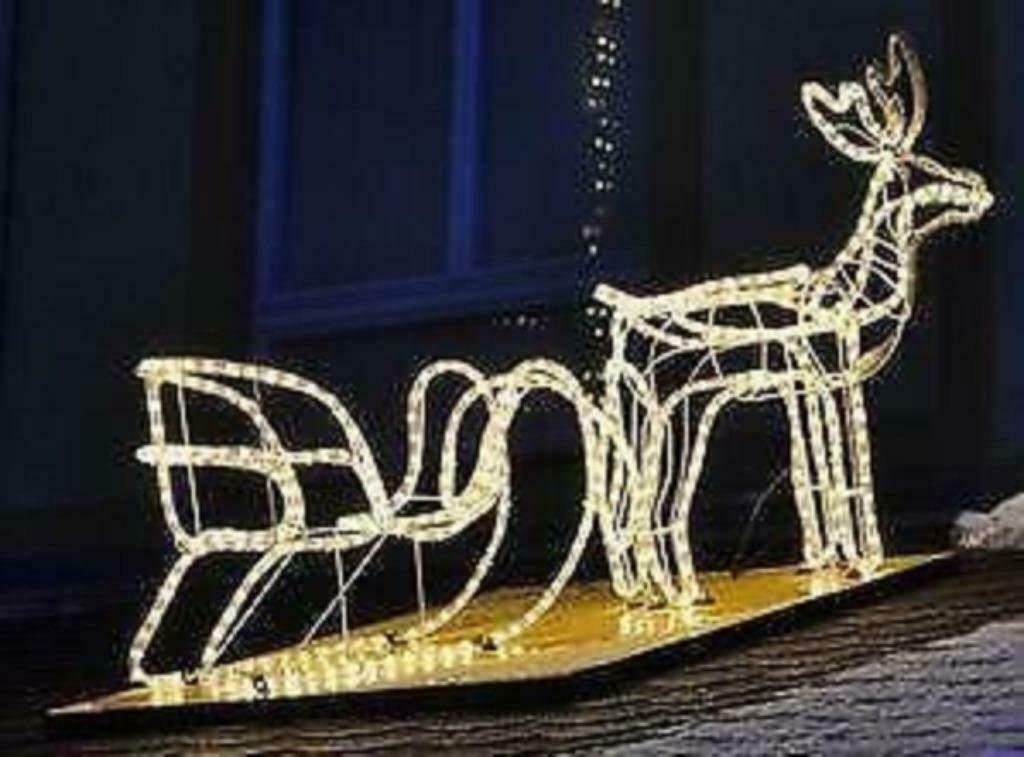 Kerstverlichting: Rendier Met Slee Echte Eyecatcher!!! Nieuw, Diversen, Kerst, Nieuw, Ophalen of Verzenden
