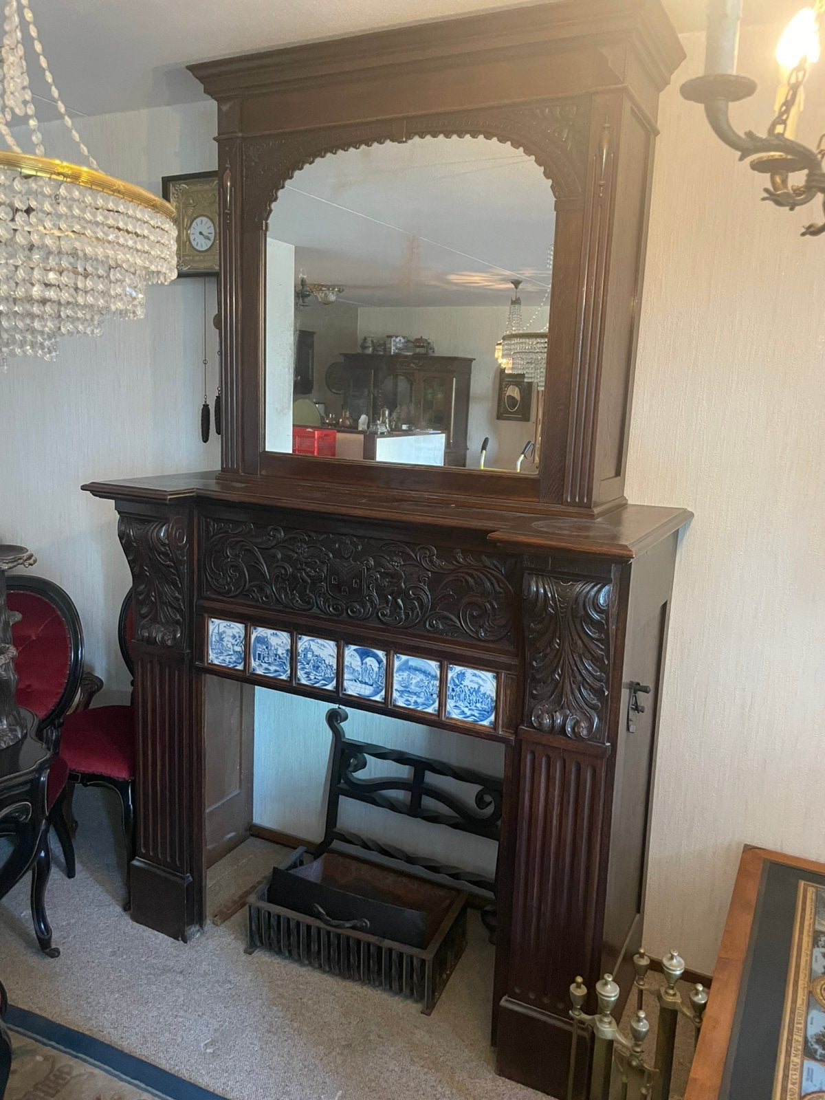 Schitterende Mechelse Schouw / Haardombouw met Boezemspiegel, Huis en Inrichting, Ophalen, Gebruikt, Vrijstaande haard, Overige soorten