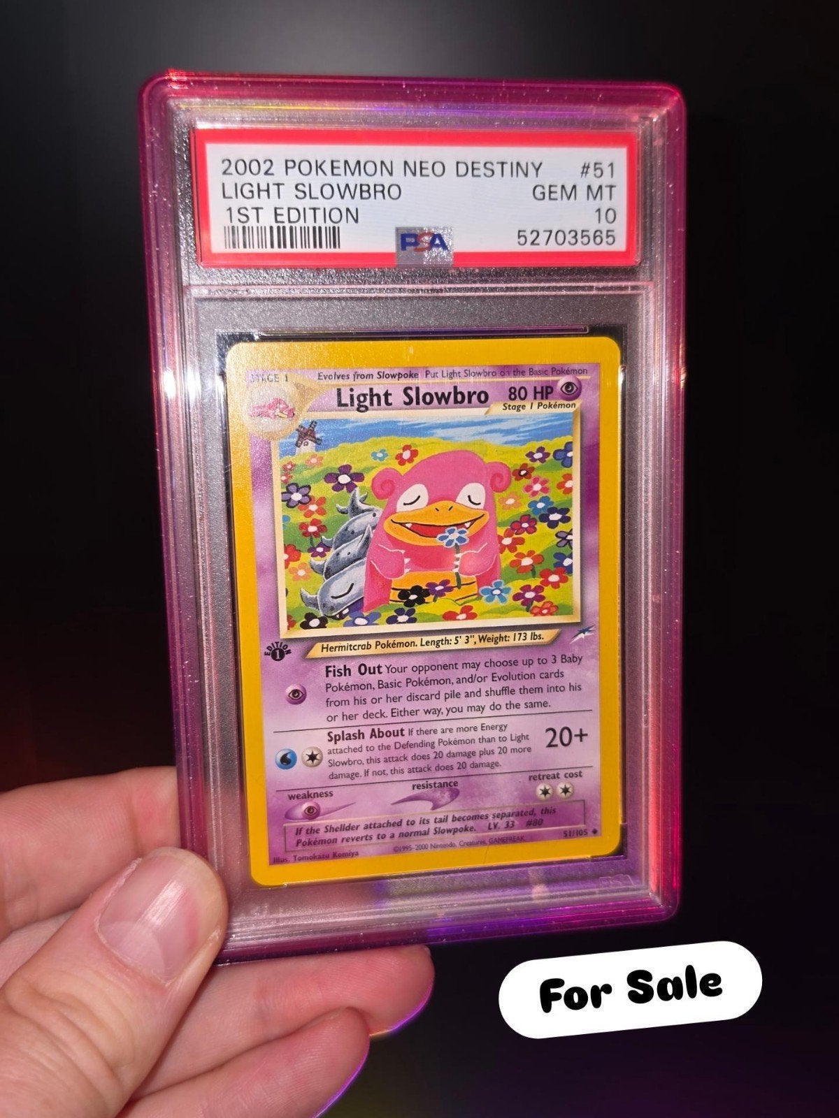Pokemon Light Slowbro 51 1ste edition Neo Destiny PSA 10, Ophalen of Verzenden, Nieuw, Losse kaart