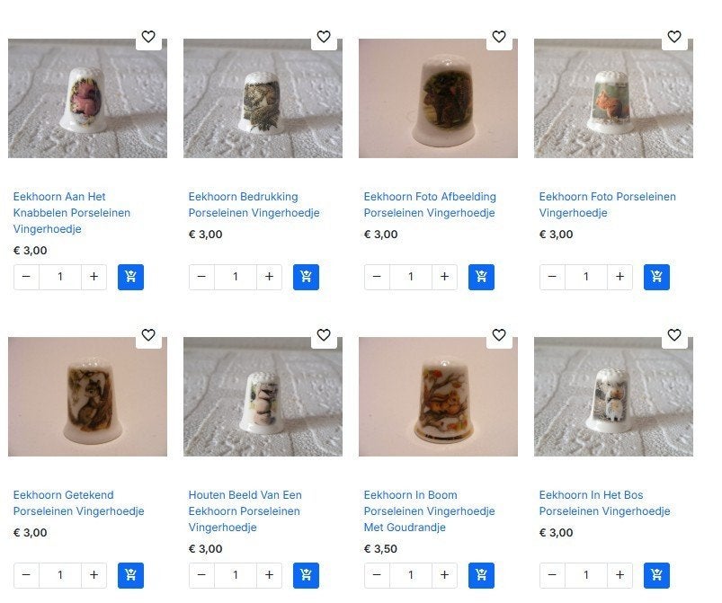16 verschillende Eekhoorns Porseleinen Vingerhoedje, Ophalen of Verzenden, Nieuw, Porselein, Nederland