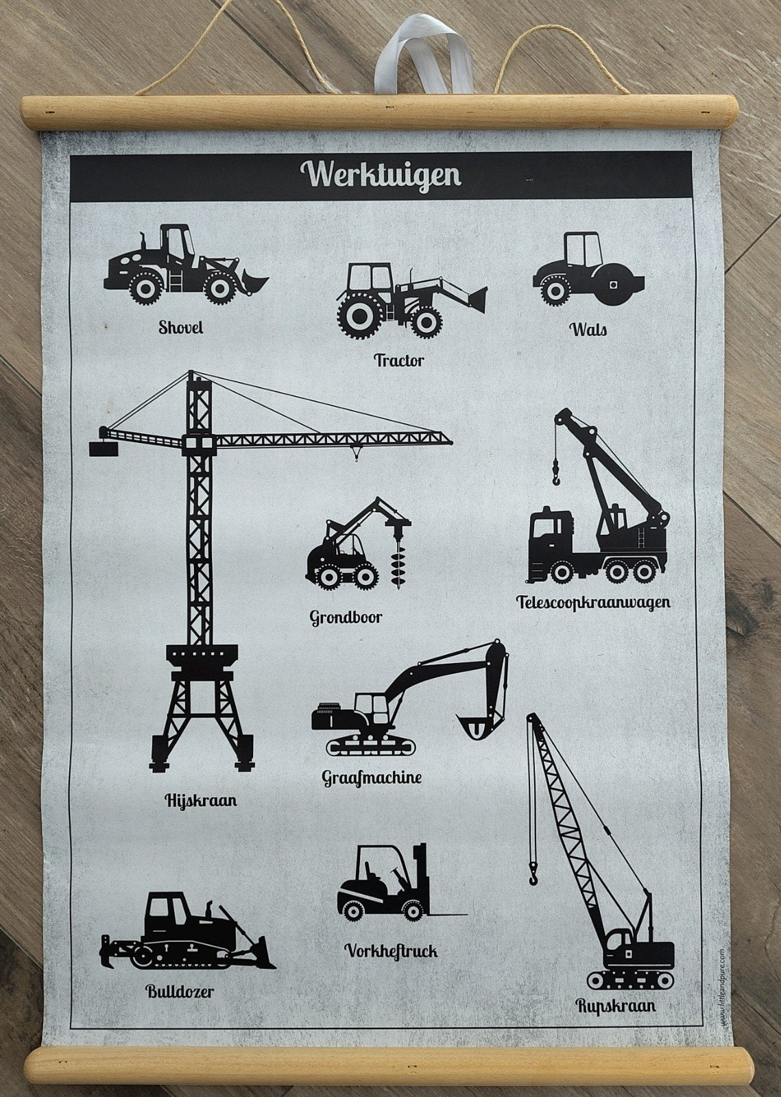 Poster Bouwplaats en Werktuigen (52x70 cm), Ophalen of Verzenden, Zo goed als nieuw