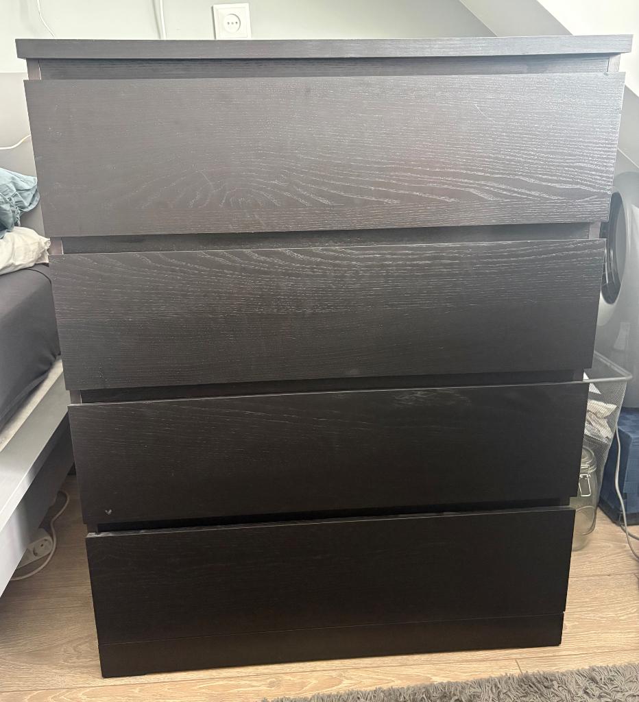 Malm ladenkast zwart, Huis en Inrichting, Ophalen, 100 tot 150 cm, 50 tot 100 cm, Zo goed als nieuw