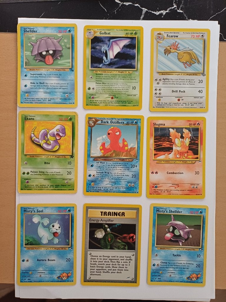 Pokémon- 9st Vintage kaarten - o.a.Dark Octillery, Verzenden, Zo goed als nieuw, Meerdere kaarten