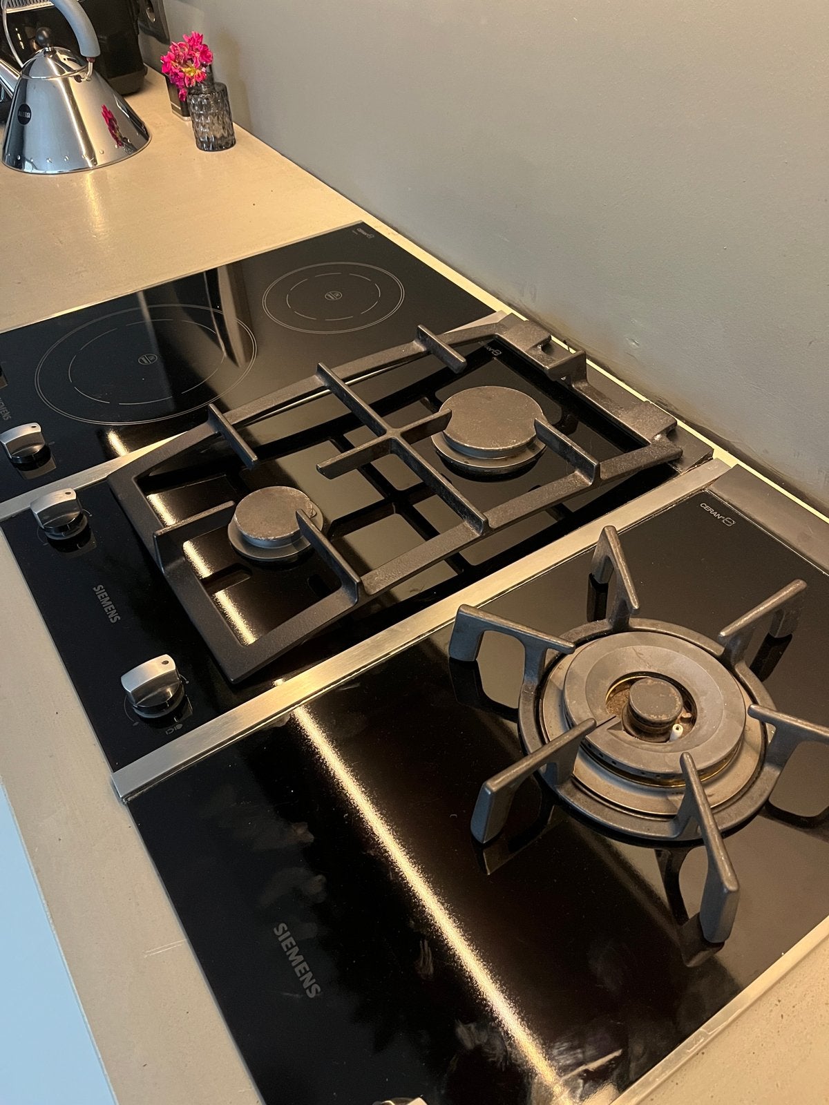 Siemens kookplaten: 1x inductie, 1x gas (2 pitten), 1x wok, Witgoed en Apparatuur, Kookplaten, Ophalen, Gebruikt, Inbouw, Inductie