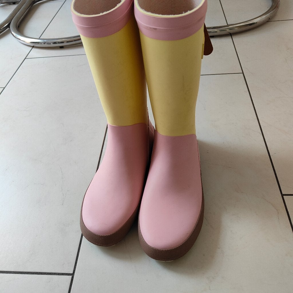 Bisgaard regenlaarzen roze/geel maat 35, Gebruikt, Meisje, Ophalen of Verzenden, Laarzen