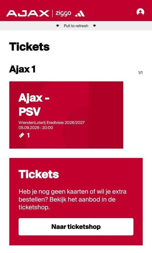 Ajax - psv 26/27 VAK428, Losse kaart, Eén persoon, September