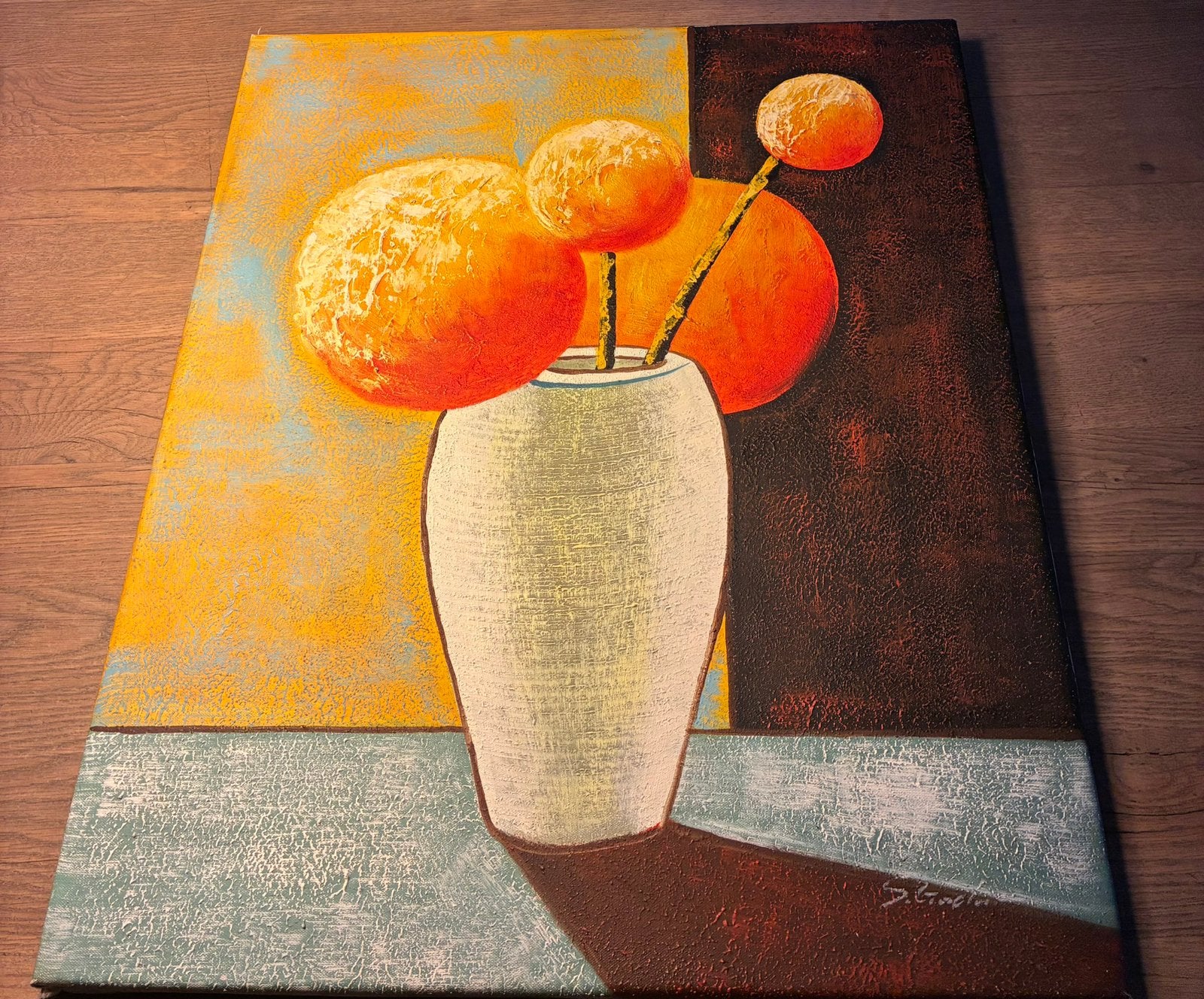 Kunstwerk olieverf orange balls, Antiek en Kunst, Ophalen of Verzenden