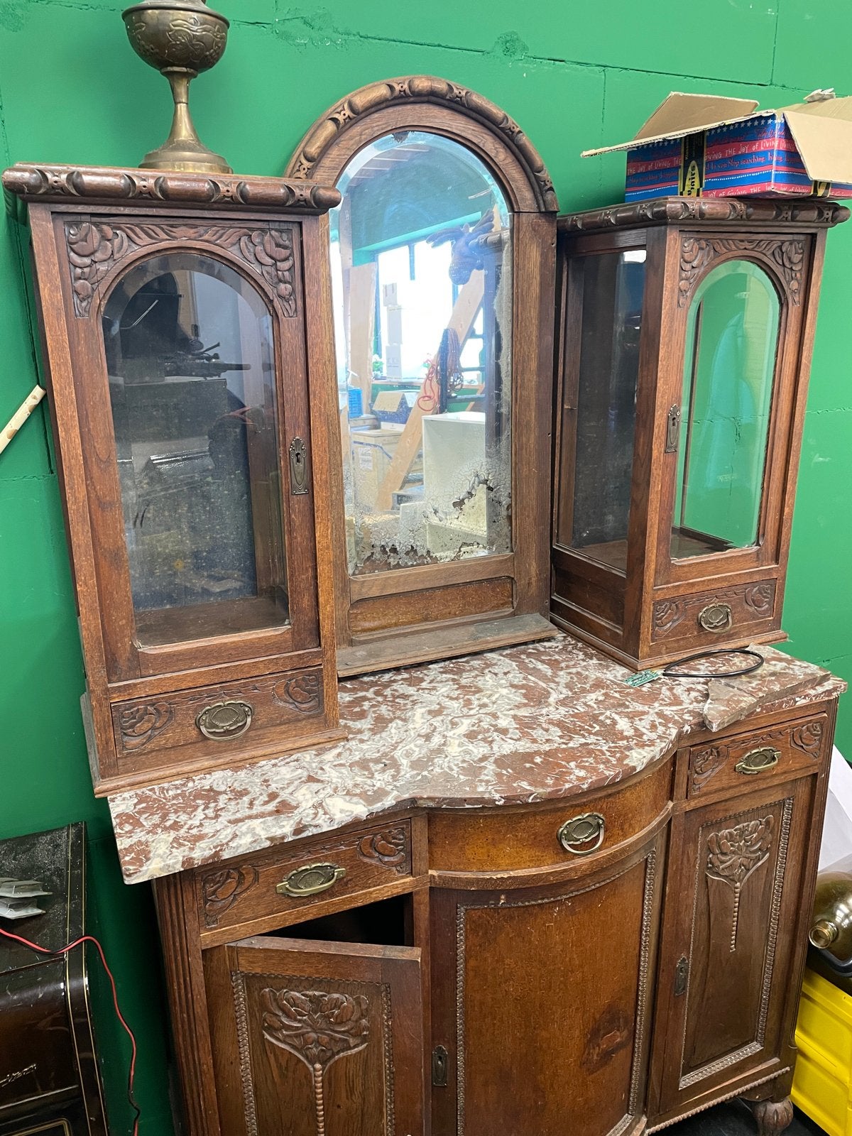 Antieke Eikenhouten Jugendstil Toiletkast / Kaptafel, Ophalen