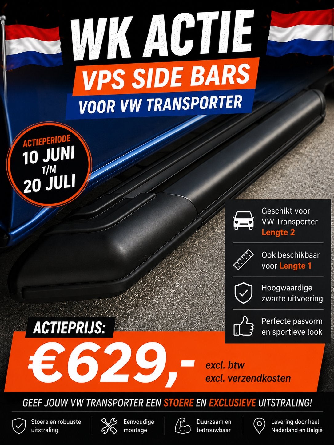 WK actie zwarte side bars VPS side bars 629, Auto diversen, Verzenden, Zo goed als nieuw